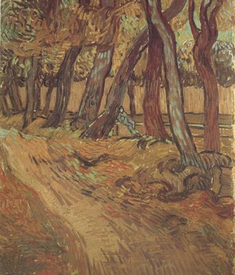 Vincent Van Gogh The Garden of Saint-Paul Hospital with Figure (nn04) oil painting picture